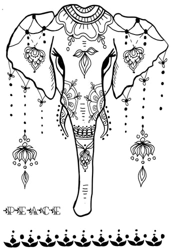 Henna Elephant stamp set - includes 3 stamps