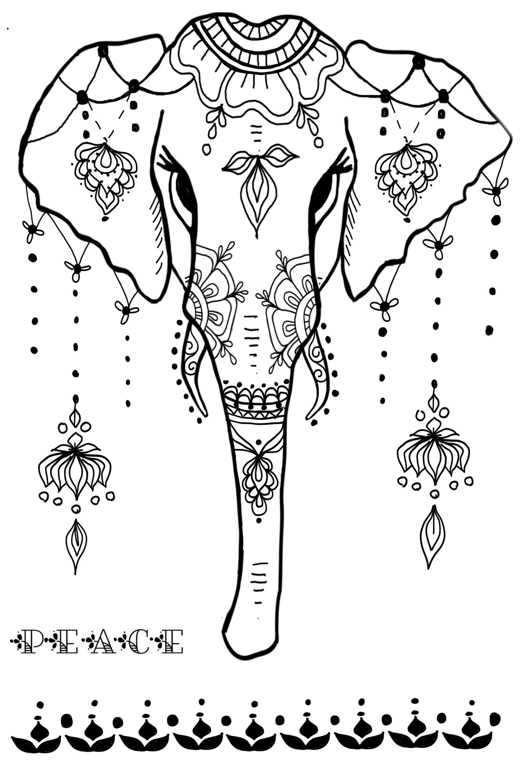 Henna Elephant stamp set - includes 3 stamps