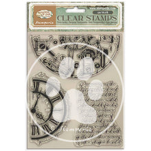 Stamperia - Gardens of Time Collection Clear Stamp Set - Half Clocks and Writing - 14cm x 18cm