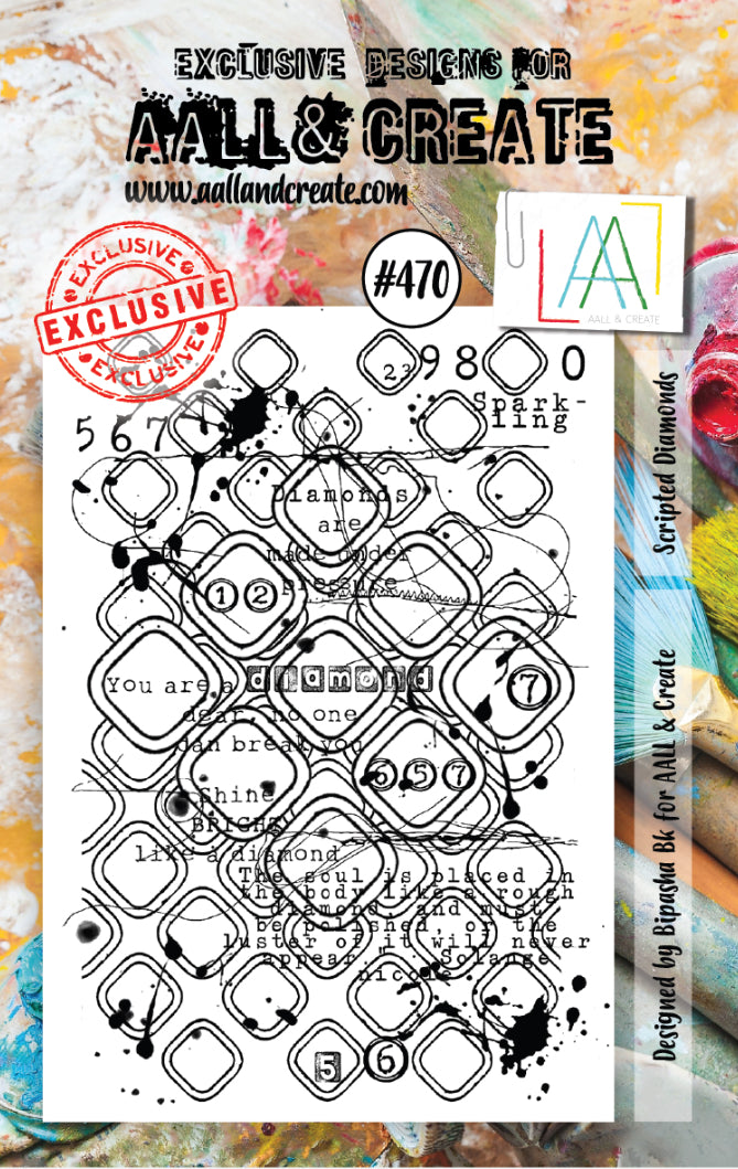 AALL & Create - A7 Clear Stamp Set Designed by Bipasha Bk - Scripted Diamonds #470