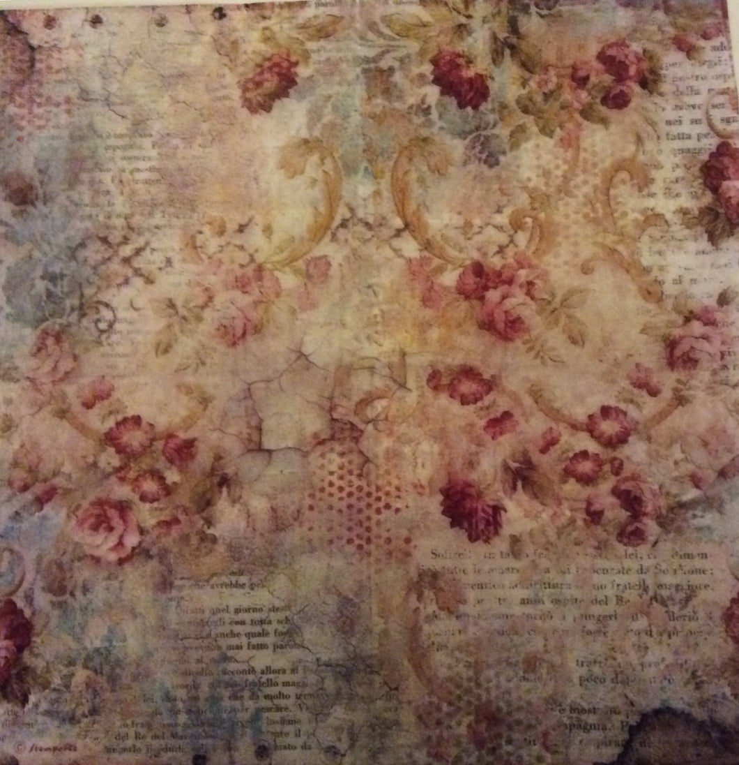 Stamperia Decoupage Rice Paper 50 x 50cm Time is an Illusion Floral Texture DFT327