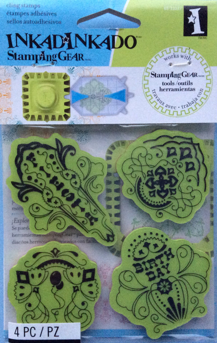 Cling Stamps - Inkadinkado Stamping Gear 4 Piece Rubber Stamp Set - Bi ...