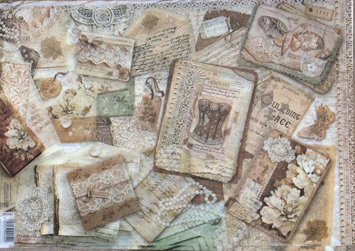 Stamperia Decoupage Rice Paper A3 Old Laces Cards DFS391