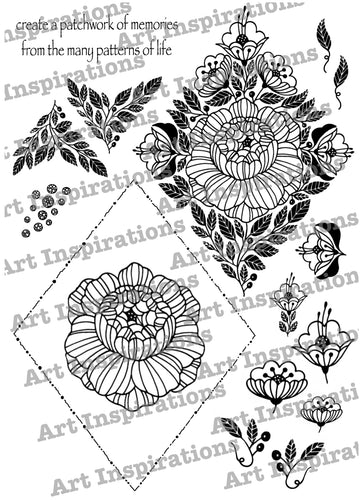 Art Inspirations by Wensdi Made A5 Clear Stamp Sheet - Patchwork Memories - 16 Stamps