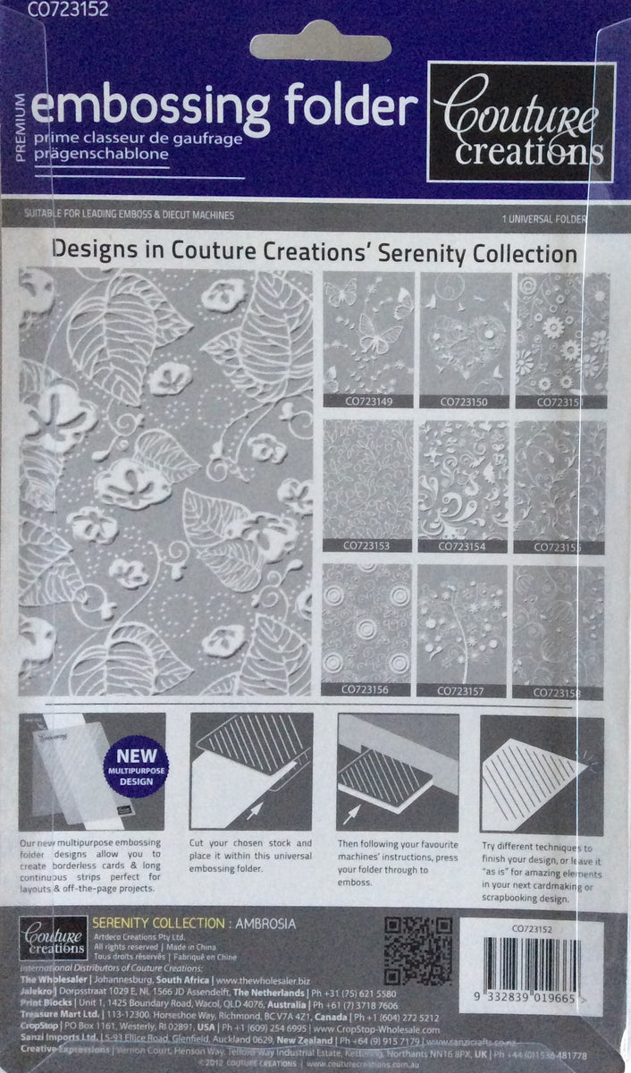 Couture Creations Embossing Folder - Serenity Collection: Ambrosia ...