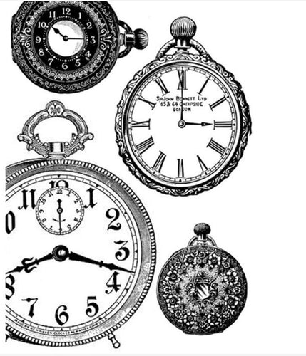 Stamperia Decoupage Rice Paper Black & White Clocks A4 DFSA4127