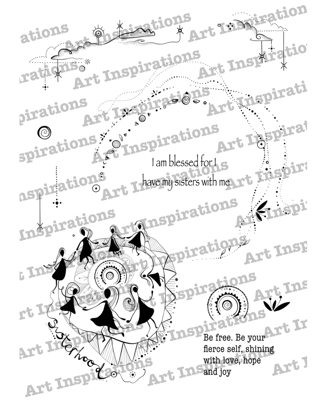 Art Inspirations with Ink and Earth A5 Stamp Set - Sisterhood  - 11 Stamps