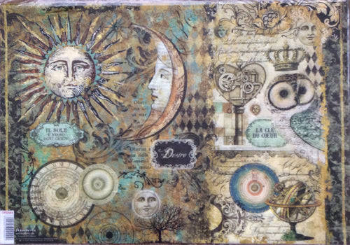 Stamperia Decoupage Rice Paper A3 Alchemy Sun & Moon DFS384