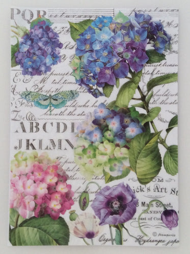 Stamperia Decoupage Rice Paper A4 Hydrangea Flowers DFSA4307