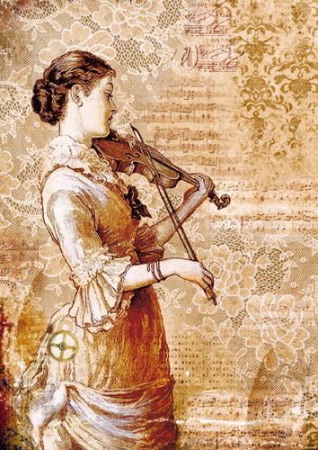 Stamperia - Steampunk Woman with Violin Decoupage Rice Paper A4 DFSA4269