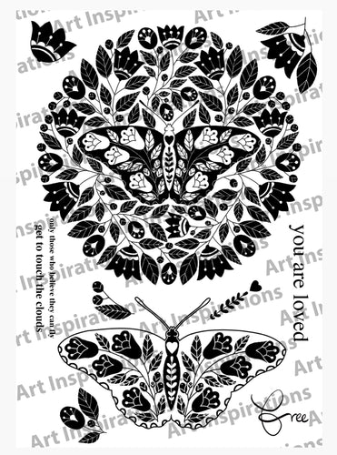 Art Inspirations by Wensdi Made A5 Clear Stamps - Butterfly Medley - 10 Stamps