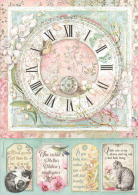 Stamperia - Packed Clock Decoupage Rice Paper A4 DFSA4513