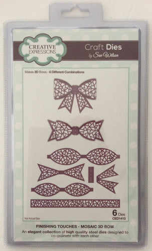 Creative Expressions Craft Dies by Sue Wilson Finishing Touches - Mosaic 3D Bow - Set of 6 Dies