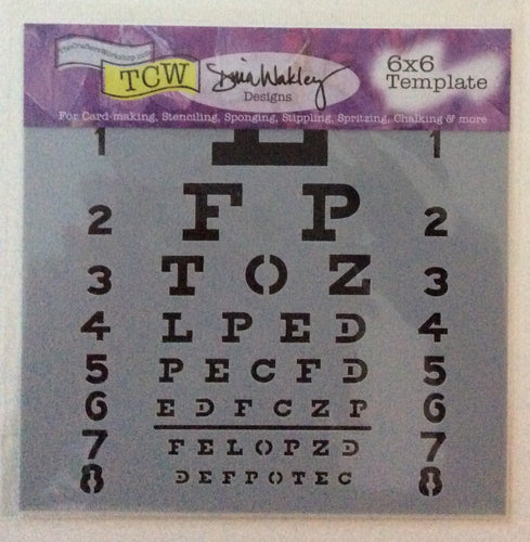 TCW Dina Wakley Stencils - Mini Eye Chart 6”x 6”