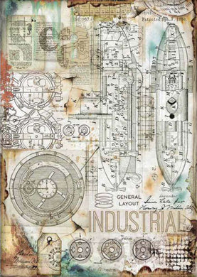 Stamperia - Packed Industrial Decoupage Rice Paper A4 DFSA4433