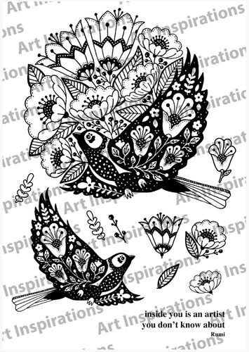 Art Inspirations by Wensdi Made A5 Clear Stamp Sheet - Majestic Birds - 11 Stamps