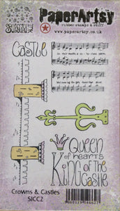 PaperArtsy Squiggly Ink Rubber Stamp & Stuff - Crowns & Castles SICC2. 9.5cm x 13.5cm