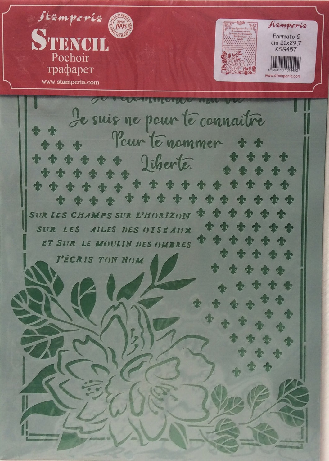 Stamperia Flexible Stencil Romantic Journal Flower with Frame 21cm x 29.7cm KSG457