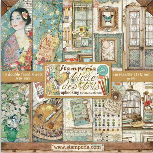 Stamperia Scrapbooking 12” x 12” Paper Pad - Atelier Des Arts - 10 Double Faced Sheets - SBBL85