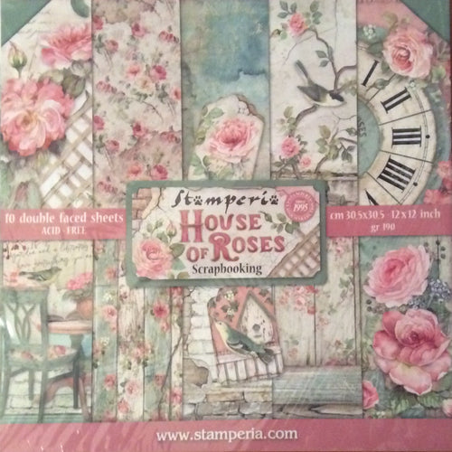 Stamperia Scrapbooking 12” x 12” Paper Pad - House of Roses - 10 Double Faced Sheets - SBBL66