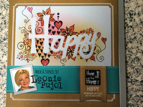 Crafters Companion Mask & Stencil Set by Leonie Pujol - Happy