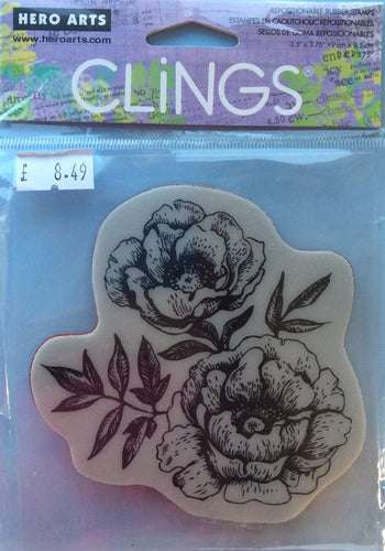 Hero Arts Clings Rubber Stamp - Etched Flowers 9cm x 9cm