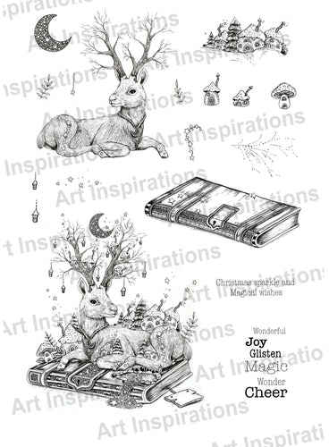 Art Inspirations with Martina A4 Stamp Set - Sparkle Reindeer and Wonder - 18 Stamps